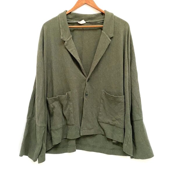 Pact Womens Organic Cotton Airplane Blazer Sz XXL Green Jacket Relaxed Casual - Picture 1 of 8